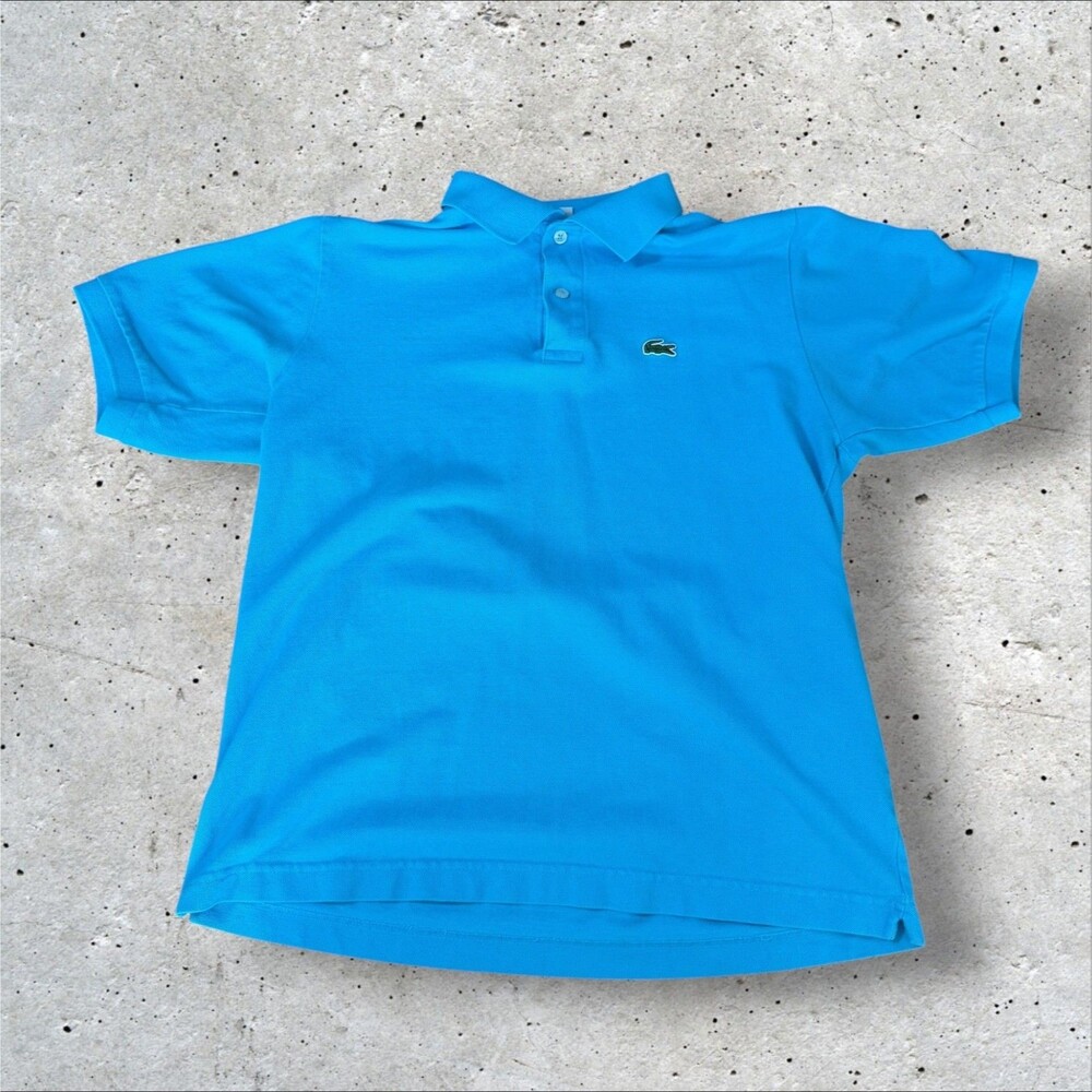 Lacoste Mens Polo Shirt Size 7 XL Light Blue Made In France Croc